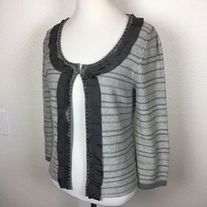 Banana Republic gray striped beaded cardigan small